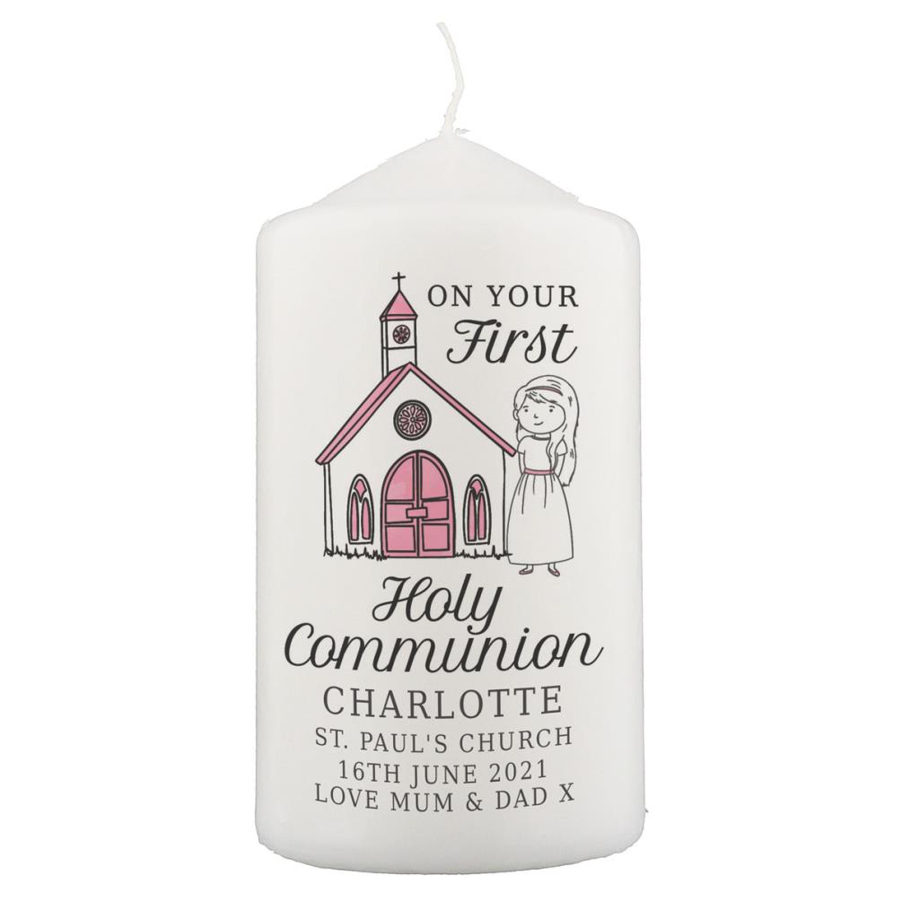 Personalised Girls First Holy Communion Pillar Candle £11.69